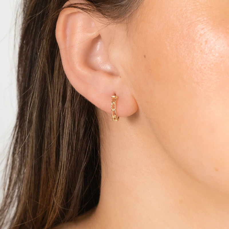 Chain Hoop Earrings in 10K Yellow Gold