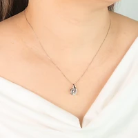Aquamarine Pendant Necklace in 10K White Gold