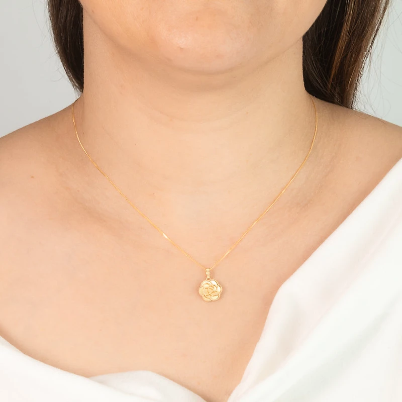 Beaded Rose Charm in 10K Yellow Gold