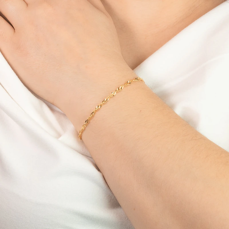 3mm 10K Yellow Gold Singapore Bracelet