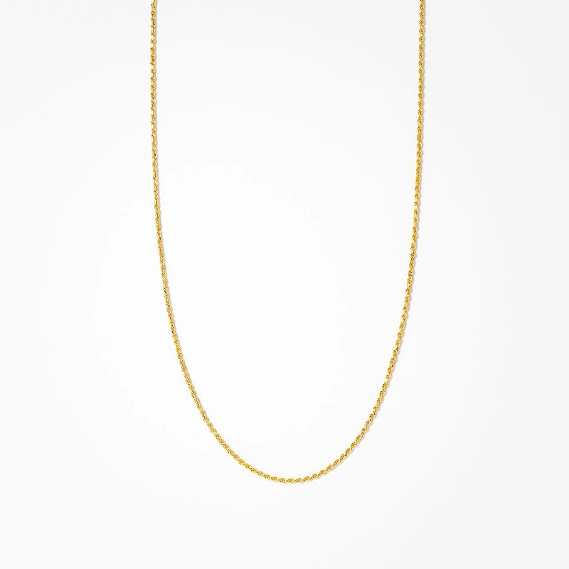 1.1mm 10K Italian Yellow Gold Diamond Cut Rope Chain (16”)