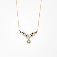Diamond Cluster Necklace in 10K Yellow and White Gold (1.10 ct tw)
