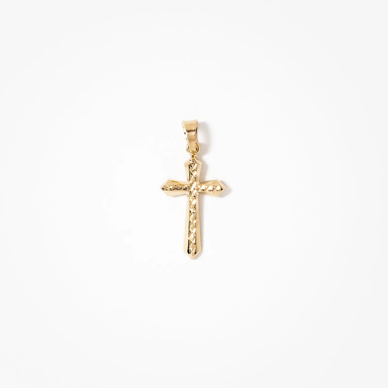 Diamond Cut Cross Pendant in 14K Yellow Gold