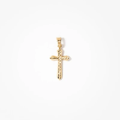 Diamond Cut Cross Pendant in 14K Yellow Gold