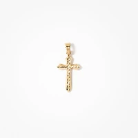 Diamond Cut Cross Pendant in 14K Yellow Gold