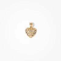 Filigree Heart Pendant in 14K Yellow Gold