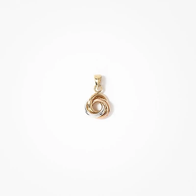 Tri-Coloured Love Knot Stud Pendant in 10K Gold
