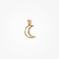 Moon Pendant with Mother of Pearl Insert in 10K Yellow Gold
