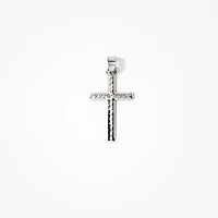 Diamond Cut Cross Pendant in 14K White Gold