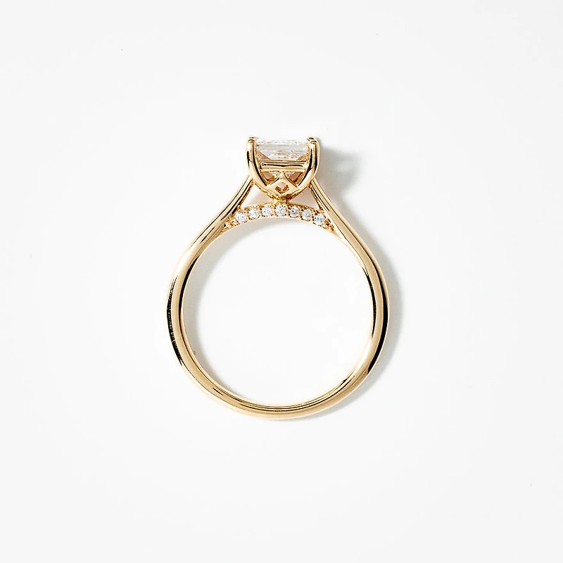 Lab Grown Princess Cut Diamond Engagement Ring 14K Yellow Gold (1.0