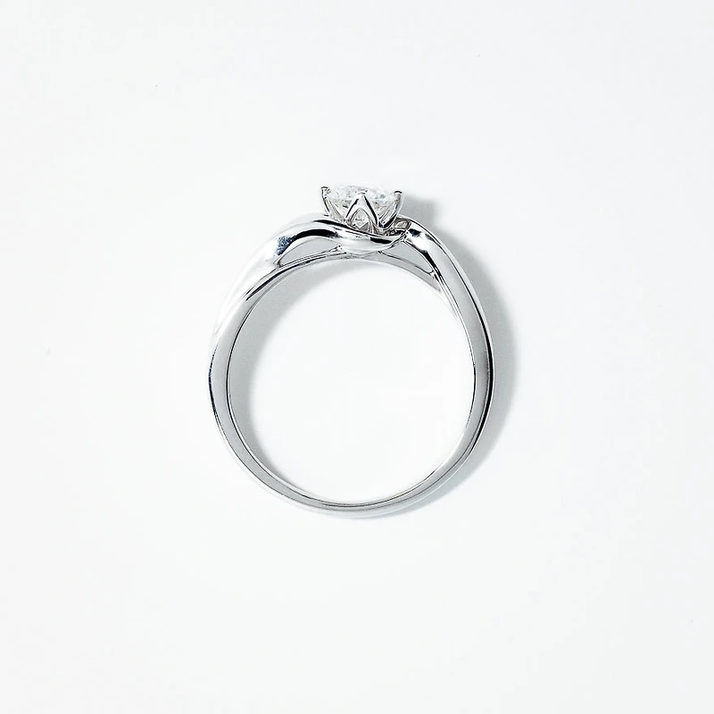 Lab Grown Round Diamond Swirl Promise Ring 14K White Gold (0.50 ct