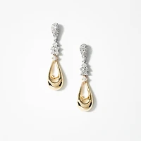 Diamond Cluster Dangle Earrings in 10K Yellow and White Gold (0.33 ct