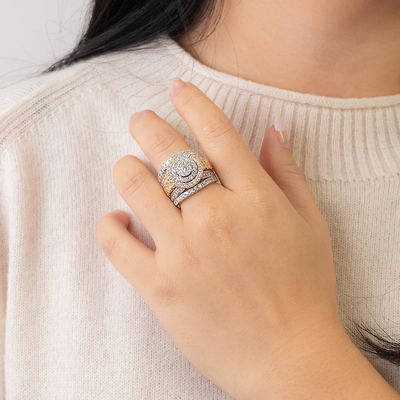 Diamond Dinner Ring 10K White and Yellow Gold (3.00 ct tw)