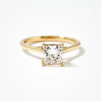 Lab Grown Princess Cut Diamond Engagement Ring 14K Yellow Gold (1.0