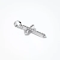 Diamond Cut Cross Pendant in 10K White Gold