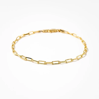 10K Italian Yellow Gold Bevelled Edge Paper Clip Bracelet