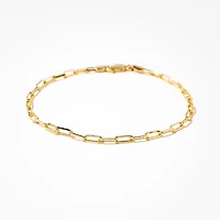 10K Italian Yellow Gold Bevelled Edge Paper Clip Bracelet
