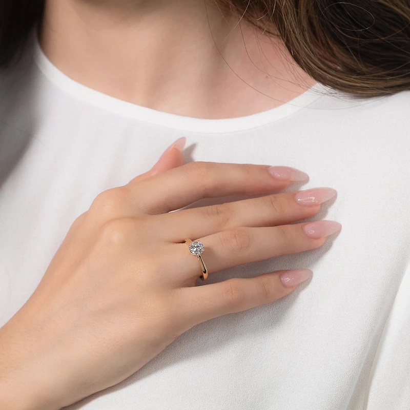 Canadian Diamond Solitaire Engagement Ring 14K Yellow Gold (1.00 ct