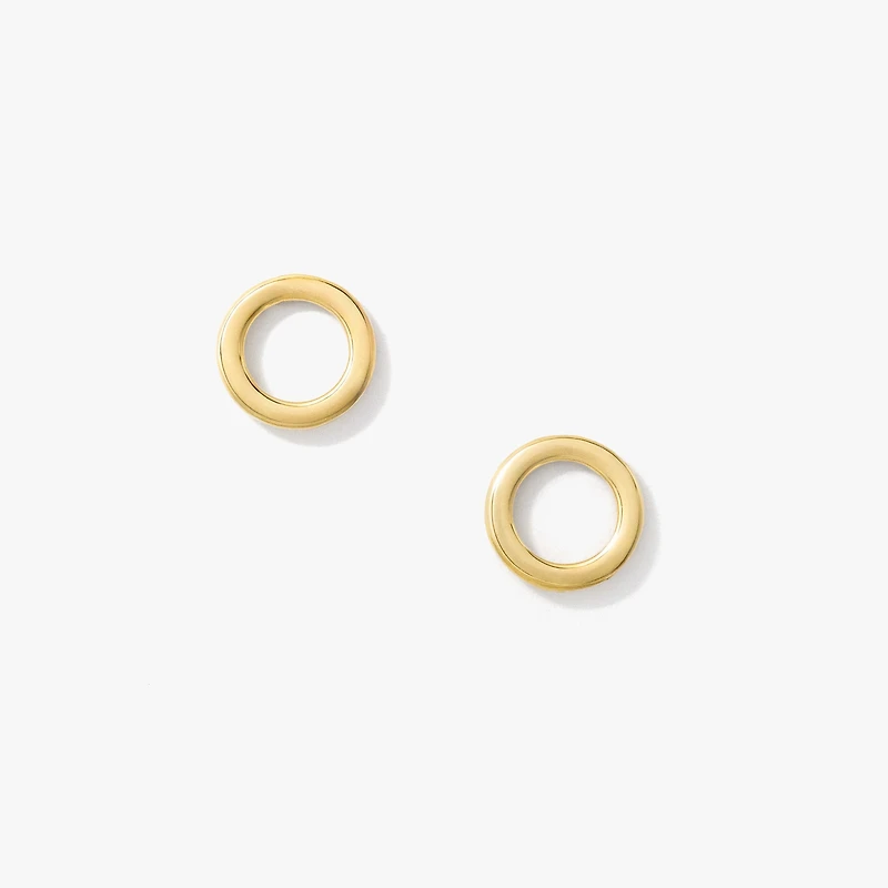 Circle Stud Earrings in 10K Yellow Gold