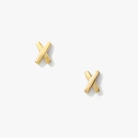 X Stud Earrings in 10K Yellow Gold