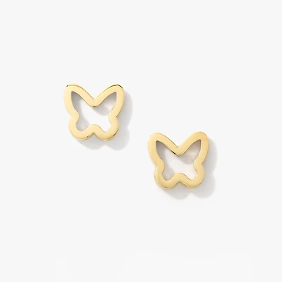 Butterfly Stud Earrings in 10K Yellow Gold