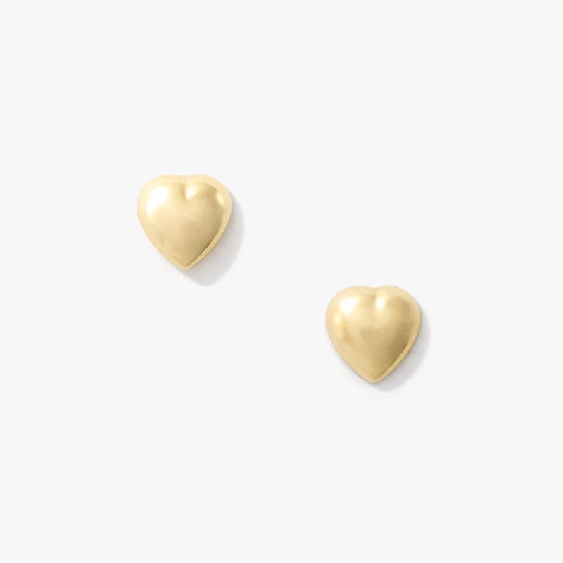 Heart Shape Stud Earring in 10K Yellow Gold