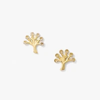 Tree of Life Stud Earrings in 10K Yellow and White Gold