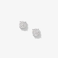 Diamond Cluster Stud Earrings in 10K White Gold (0.16 ct tw)
