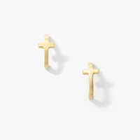 Cross Earrings in 10K Yellow Gold