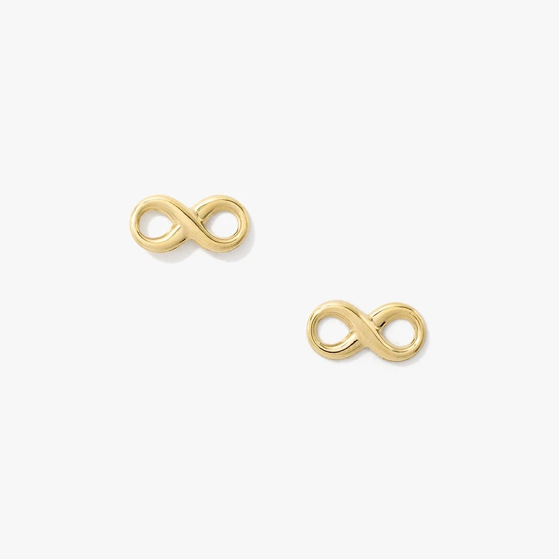 Infinity Stud Earrings In 10K Yellow Gold
