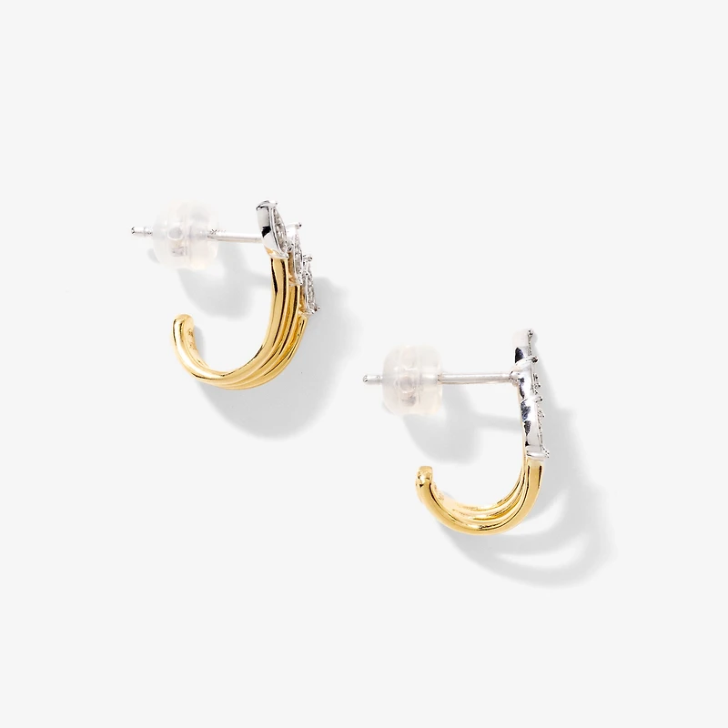 Diamond Cluster Hook Earrings in 10K Yellow and White Gold (0.07 ct tw