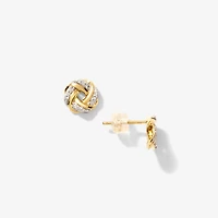 Diamond Love Knot Stud Earrings in 10K Yellow Gold (0.13 ct tw)