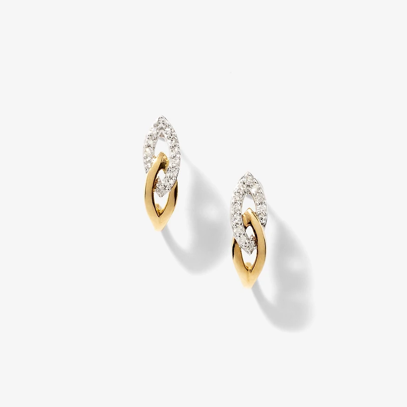 Diamond Knot Hook Earring in 10K Yellow and White Gold (0.15 ct tw)