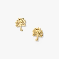 Family Tree Stud Earrings in 10K Yellow Gold