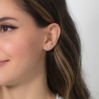 Tension Set Solitaire Lab Grown Diamond Stud Earrings in 14K White Gol