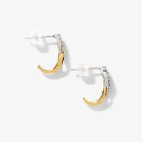 Diamond Knot Hook Earring in 10K Yellow and White Gold (0.15 ct tw)