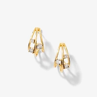 J Hook Diamond Earrings in 10K Yellow and White Gold (0.12 ct tw)