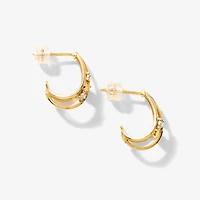 J Hook Diamond Earrings in 10K Yellow and White Gold (0.12 ct tw)