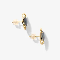 Dark Opal Stud Earrings in 10K Yellow Gold