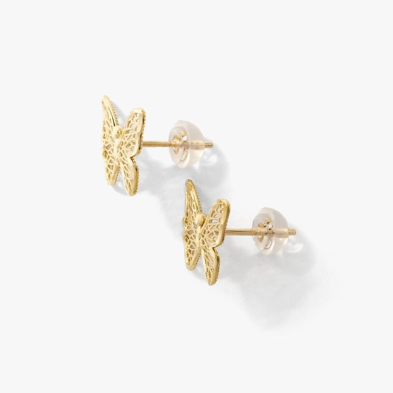 Butterfly Stud Earrings in 10K Yellow Gold