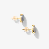 10x8mm Dark Opal Stud Earrings in 10K Yellow Gold