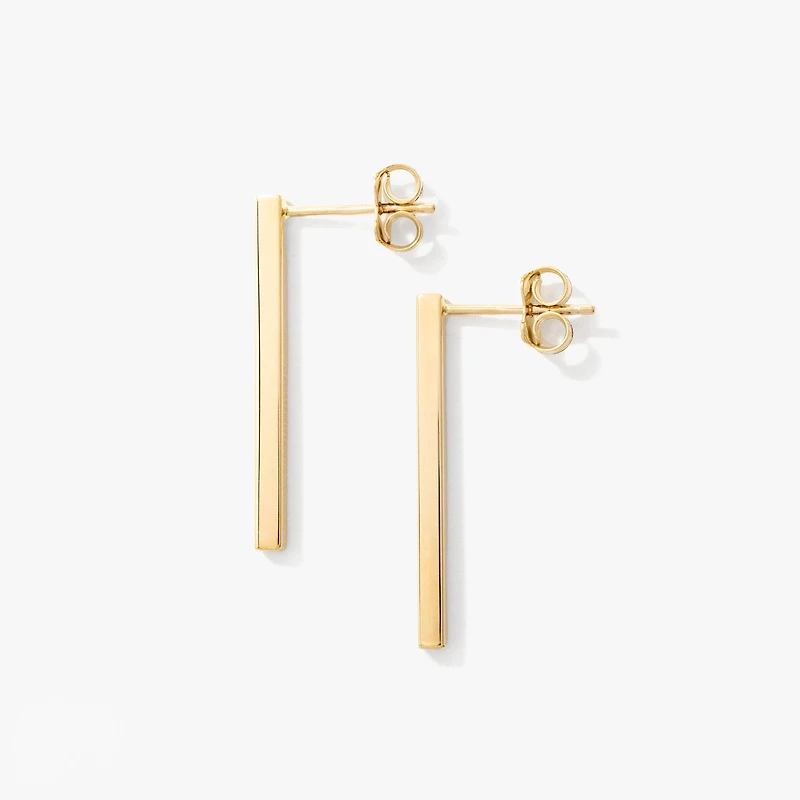 Bar Stud Earrings in 10K Yellow Gold