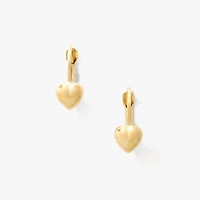 Heart Leverback Earrings in 10K Yellow Gold
