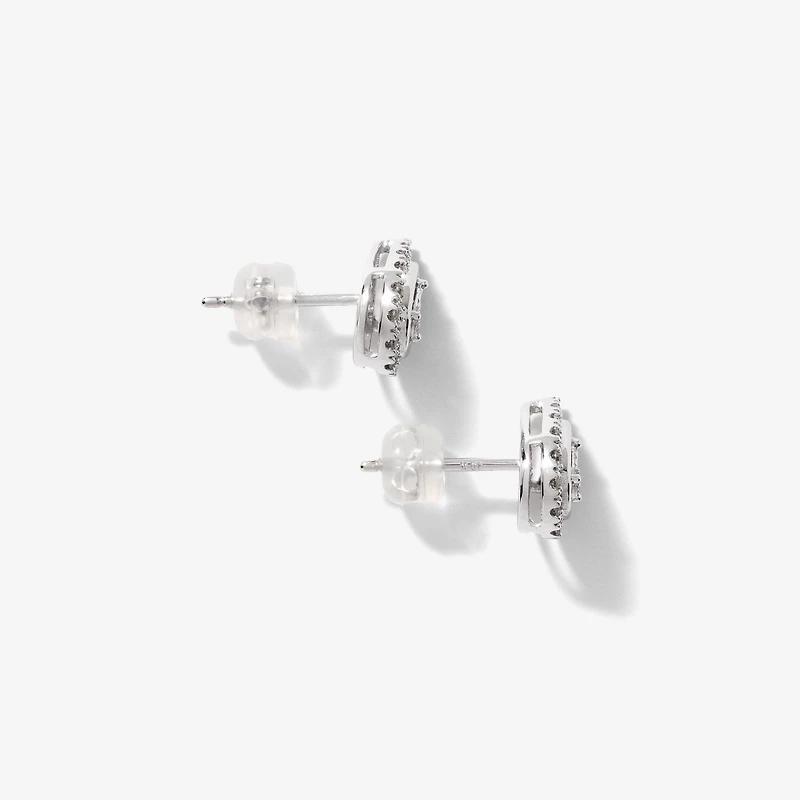 Pear Shape Diamond Halo Stud Earrings in 10K White Gold (0.20 ct tw)