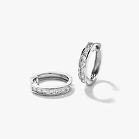 Channel Set Hoop Diamond Earrings in 10K White Gold (0.70ct tw)