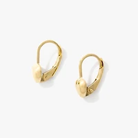 Heart Leverback Earrings in 10K Yellow Gold