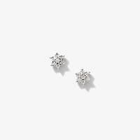Flower Diamond Stud Earrings in 10K White Gold (0.04 ct tw)