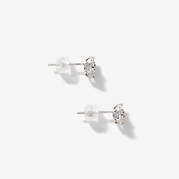 Flower Diamond Stud Earrings in 10K White Gold (0.04 ct tw)