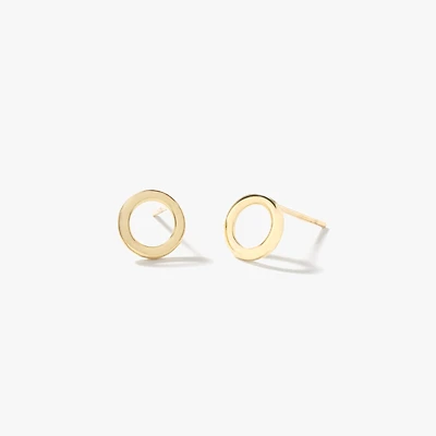 Circle Stud Earrings in 10K Yellow Gold