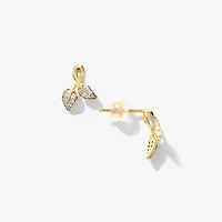 Diamond Leaf Stud Earrings in 10K Yellow Gold (0.12 ct tw)